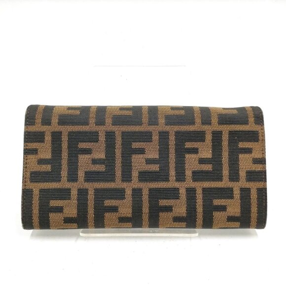 Authentic Fendi Brown Canvas Leather Wallet mn258-113025 - Picture 2 of 9